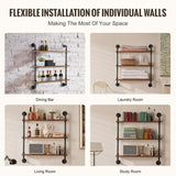 VEVOR Industrial Pipe Shelf 3 Tier 32x7.87in Wall-Mount for Kitchen Bedroom V952-JSGZWJYGHMBH3KFG5V0