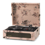 Crosley Voyager Bluetooth Portable Turntable Entertainment Stand Bundle - Floral V398-CRIW8017BST-FL4