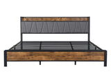 Levede King Bed Frame Industrial Tufted Soft Storage Headboard USB Charge BF1057-K-DG-AU