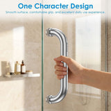 4-Pack Stainless Steel Shower Door Handles Smooth Single Bar Grip, Protective Rubber End Pads, V1369-AZ3-W-12041