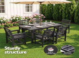 Gardeon 7 Piece Outdoor Dining Set Patio HDPE Table and Chairs Garden Furniture FF-DINING-7HDPE-BK-AB