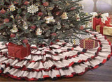 Plaid Christmas Tree Skirt 48 Inch, 6 Layers Red and Black Ruffled Christmas Tree Skirt V1263-JX-1608