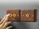 Toggle Light Rocker Switch 1/2 Way Retro Walnut Wood Plate Brass Lever 1 Gang Smile Home 3 Gang V1189-LWWAL-20260327-04414