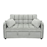 Sarantino Quincy 2-Seater Velvet Sofa Bed in Light Grey with Wooden Frame & Tufted Design SOFA-7006-VEL-LGY