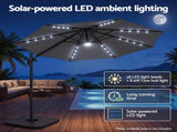 Instahut Outdoor Umbrella 3m Solar LED Offset Cantilever Patio Parasol Charcoal UMB-ROMA-LED-8RIB-CO