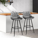 Artiss 2x Bar Stools Velvet Chairs Grey BA-K-0222-GYX2