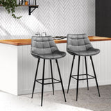 Artiss 2x Bar Stools Velvet Chairs Grey BA-K-0222-GYX2