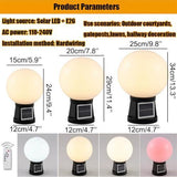 25cm Diameter Outdoor Solar Table Lamp White Acrylic Ball Post Light with Aluminum Mount Post 4 V1107-124-17122-WHT-35CM