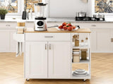 Kitchen Island Cart on Wheels with Charging Station, White, 83x38x82cm LSB-59306
