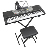 Black Digital Portable Keyboard Pack With Headphones, Stool, 61 Keys, 255 Voices, Adjustable Height V178-69025