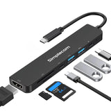 Simplecom CH547 USB-C 7-in-1 Multiport Adapter USB Hub HDMI Card Reader PD V1202-V2-HXSI-CH547