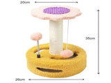 Yellow And Pink Sunflower Cat Scratching Post - 35cm Sisal Cat Tree with Plush Toys for Small Cats V888-ELOSUNG23626