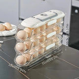 (Double row and three floors)Egg Holder for Fridge Stackable Pull Out Drawer with Handle Removable V1385-JDH-WU-904-004