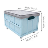 Foldable Plastic Storage Box with Wheels Blue Stackable Container for Home Storage V1366-AZ2-W-13914