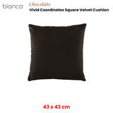 Bianca Vivid Coordinates Square Velvet Cushion Chocolate 43 x 43cm V442-BCA-CUSHION-VIVIDCOORD-CHOCOLATE-SQ