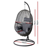Gardeon Outdoor Egg Swing Chair Wicker Rattan Furniture Pod Stand Cushion Black HM-EGG-J-SELIPS-S-BK-AB