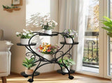 6 Potted Heart-shaped Metal Tall Plant Stand Rolling Garden Cart Flower Racks AU V767-HJ-XZ1747