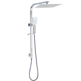 Chrome Dual Square Shower Set 12" Rain Shower Head 3 Function Handheld Rail Arm V1233-C7121SHS002M4CKSS112