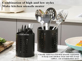Cutlery holder for crockery, suitable for countertops, 2-pack, stainless steel black kitchen utensil V1259-DP01-BO-296