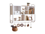 Artiss Floating Wall Shelf 6 Hooks Wall Mounted Storage Cubby Rack 73.5x74CM White FUR-U-WALL-01-WH