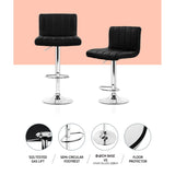Artiss 4x Bar Stools Gas Lift Leather Black BA-K-1185-BKX4