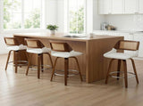 Artiss Wooden Bar Stools Set of 4 Swivel Kitchen Counter Stool Chair 60cm Seat Height BA-B-0369-RAT-WHX4
