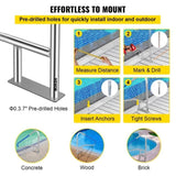 Pool Rail 54x36 Pool Railing 304 Stainless Steel 250LBS Load Capacity Silver Rustproof Pool Handrail V952-BXGYCFS4W54X36YC1V0