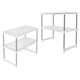 2-Tier Under Sink Rack Stainless Steel Expandable Storage Organizer Kitchen Shelf Holder V1294-YM0901-3117200157011