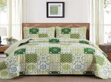 Sage Green Plaid Patchwork Garden Bedspread Coverlet 3 Piece Set V745-AC081375Q13U