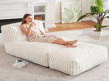 Ergonomic Bean Bag Chaise Lounger with Vertical Plush Fabric and High-Density Foam for Living Room V1341-ZY-EZHP94CL-BEIGE