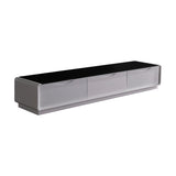 TV Cabinet with 3 Storage Drawers With High Glossy Assembled Entertainment Unit in Black & White V43-TVC-MET-B&W