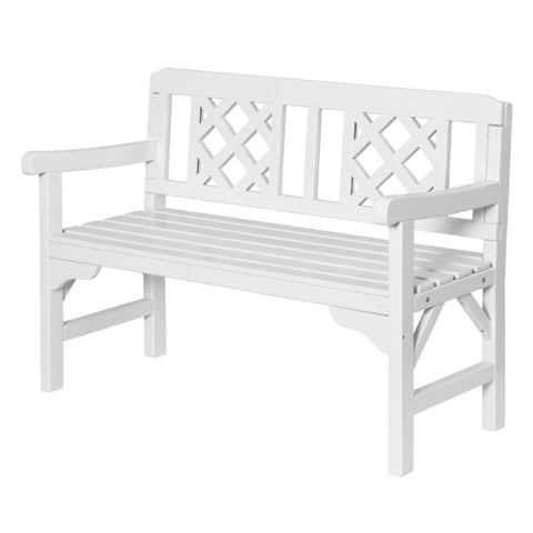 Gardeon Outdoor Garden Bench Wooden Chair 2 Seat Patio Furniture Lounge White ODF-BENCH-2SEAT-WH