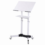 Artiss Mobile Lectern Stand, Adjustable Sit-to-Stand Presentation Podium w/ Wheels White LPS-HY04-125-WH
