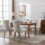 6x AADEN Modern Elegant Button-Tufted Upholstered Fabric with Studs Trim and Wooden legs Dining Side V226-SW6801BG-3