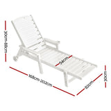 Gardeon 2PCS Sun Lounge Lounger Beach Chair HDPE Patio Outdoor Furniture with Wheels White FF-LOUNGE-HE-WH-X2