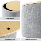 Artiss Storage Ottoman Blanket Box 60cm Linen Round Grey OTM-ROUND-02-L60-GY