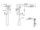 High Pressure Shower Head Set Rain Square Silver HW0168-SL