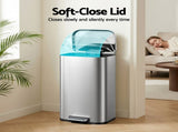 Cefito Kitchen Trash Can 40L Pedal Bins Rubbish Bin Steel with Soft Close Lid, Removable Inner RB-40L-1C-GY