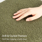 Round Stacked Ottoman Stool Teddy Fleece Fabric Foot Rest 38cm GREEN V274-FT-STP067-DGN