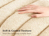 Ridge Arch Ottoman Stool Teddy Fleece Fabric Foot Rest 45cm BEIGE V274-FT-STKJP4177-BE
