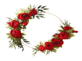 Simulation Peony Wreath Home Door Decorations Wall Hanging Artificial Peony Wreath Wedding Courtyard V1294-YM0523-220118XU03-4