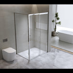 Adjustable 1500x1010mm Single Door Corner Sliding Glass Shower Screen in Chrome V63-845731