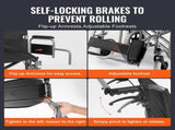 Wheelchair Steel Transport Chair Foldable Wheelchair 24-In W Seat 300lbs V952-FWYSLYTGHX24GCRZ7V0