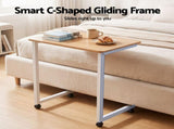 Artiss Mobile Laptop Desk Set 2-In-1 C-Shaped Nesting Table Oak LA-DESK-C-SET-LW