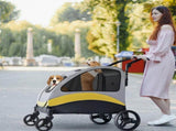 Two Dogs Stroller Divider Pet Travel Stroller Carrier One-key Folding Outdoor V767-P-XL121-D