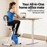 Artiss Under Desk Folding X-Bike with 140cm Automatic Standing Desk Magnetic Resistance Oak SDEB-114G-WHNT-140-DB02