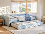 Artiss King Single Buttonless Tufted Daybed with Pull-Out Trundle, Light Blue XFSI-DBRK111AKS-AB