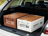 40cm White Multifunctional Foldable Storage Box with Wooden Lid - Collapsible Outdoor Camping Crate, V888-ELOSUNG18390