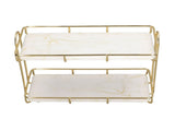 2 Tier Bathroom Shelf Countertop Standing Shelf with Partition Cosmetic Storage Rack Holder Gold V1294-YM0703-3112230031211