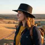 JACARU 1849 Australian 100% Wool Hat Fedora Trilby Crushable Travel - Black V563-JACARU-1849-BLK-S